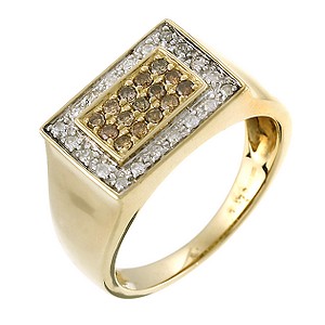 9ct Yellow Gold Half Carat Brown And White Diamond Ring