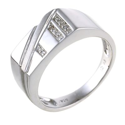 9ct White Gold Diamond Diagonal Stripe Ring - Product number 5955696