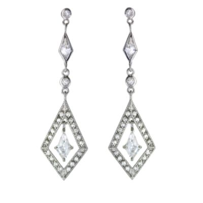 sterling Silver Cubic Zirconia Vintage Style Earrings