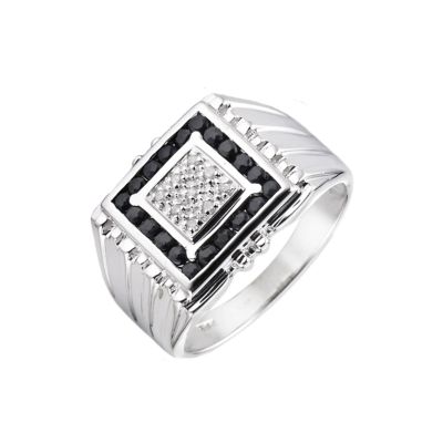 9ct White Gold Diamond and Sapphire Ring - Product number 5956897