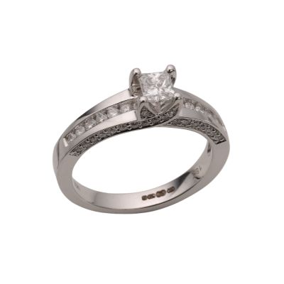 18ct white gold three quarter carat diamond ring