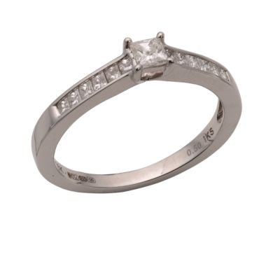 18ct white gold half carat princess cut diamond ring