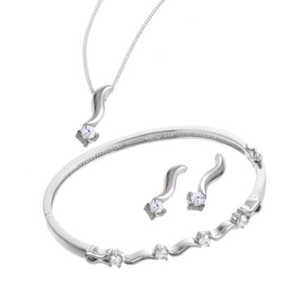 Sterling Silver Cubic Zirconia Jewellery Set - Product number 5958563