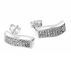 Silver White Crystal Stud Earrings
