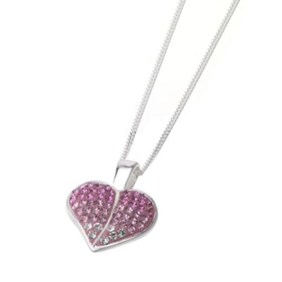 Sterling Silver Pink Crystal Heart Pendant