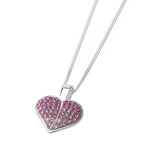 sterling Silver Pink Crystal Heart Pendant