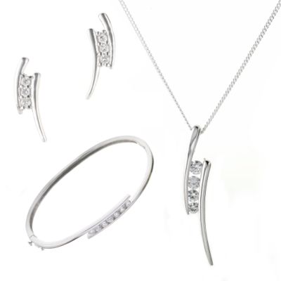 sterling Silver Stone-set 3-piece Set