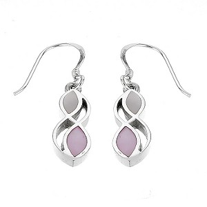 Sterling Silver Pink And White Mother Of Pearl Earrings