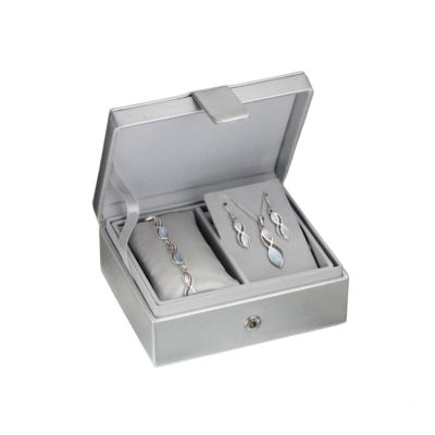 Silver Pink and Blue Mother of Pearl Set in Jewellery Box - Product number 5958792