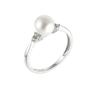 9ct white gold diamond and pearl ring - Product number 5960274