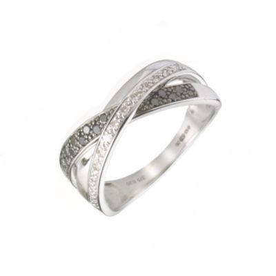 9ct white gold fifth carat black and white diamond ring - Product number 5961068