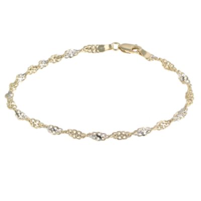 H Samuel 9ct Two Tone Gold 8` Singapore Bracelet