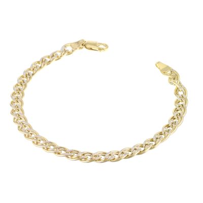 9ct Yellow 8" Gold Rhodium Pave Curb Chain - Product number 5961858