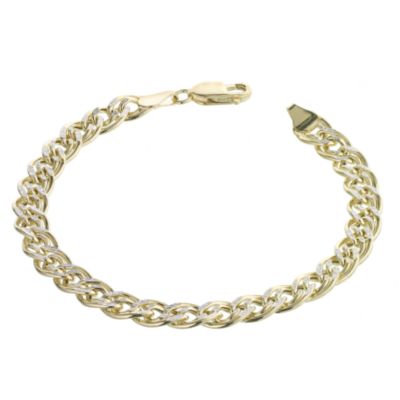 H Samuel 9ct Two Tone With Yellow Gold Pave Set Curb