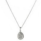 9ct white gold one third carat diamond pear shaped pendant