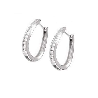 9ct white gold & half carat diamonds hoop earrings - Product number 5962404