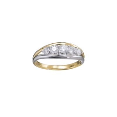 18ct two-colour gold half carat diamond ring