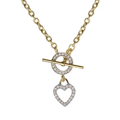 9ct Yellow Gold Heart T-Bar Necklace
