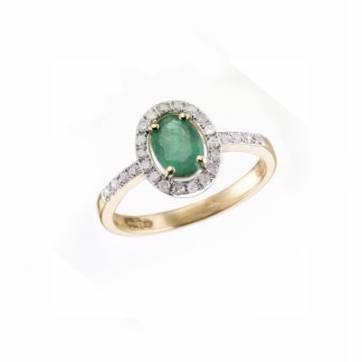 18ct gold emerald and diamond ring - Product number 5965217