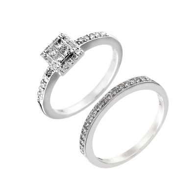 Bridal set 18ct white gold 18 point & 38 point diamonds - Product number 5969166