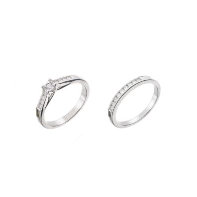18ct white gold half carat bridal ring set. - Product number 5970113