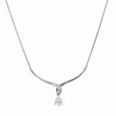 9ct white gold diamond & cubic zirconia necklace