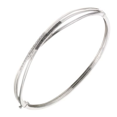 9ct white gold black and white diamond bangle - Product number 5970687