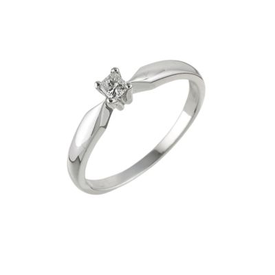 9ct white gold 12 point princess cut diamond ring