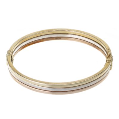Unbranded 9ct three colour gold hinged bangle
