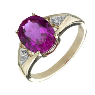 9ct Gold Oval Mulberry and Diamond Ring - Product number 5973414