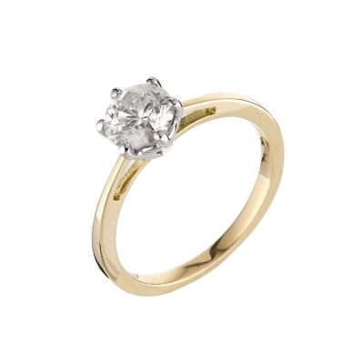 18ct yellow gold diamond solitaire ring. - Product number 5975328