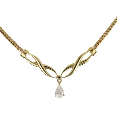 9ct Yellow Gold Cubic Zirconia Kiss necklace