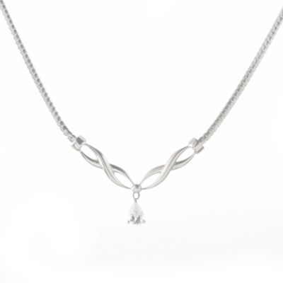 H Samuel 9ct White Gold Cubic Zirconia Kiss Necklace