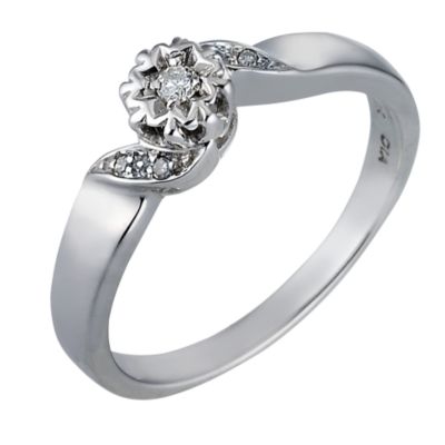 9ct White Gold Pave Set Solitaire Diamond Ring - Product number 5981921