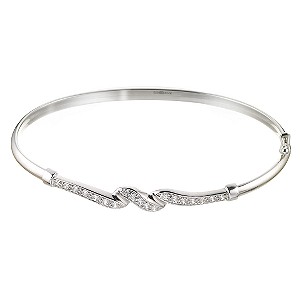 Unbranded 9ct White Gold Cubic Zirconia Twist Bangle
