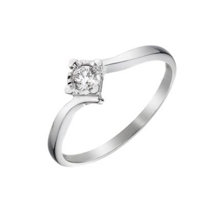 H Samuel 9ct White Gold 15pt Diamond Solitaire Ring