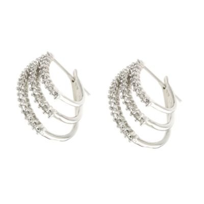 9ct White Gold Quarter Carat Triple Hoop Earrings - Product number 5990939