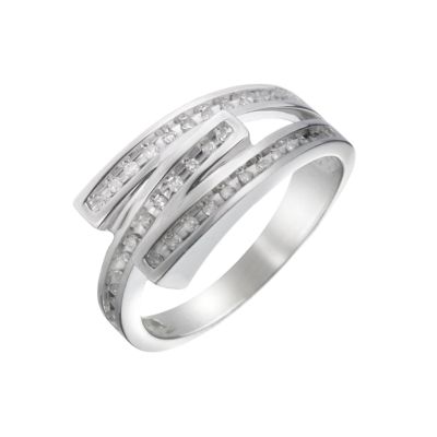 9ct White Gold 1/5 Carat Diamond Cross-over Ring - Product number 5991609