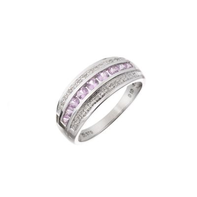 9ct White Gold Pink Sapphire and Diamond Ring - Product number 5991730