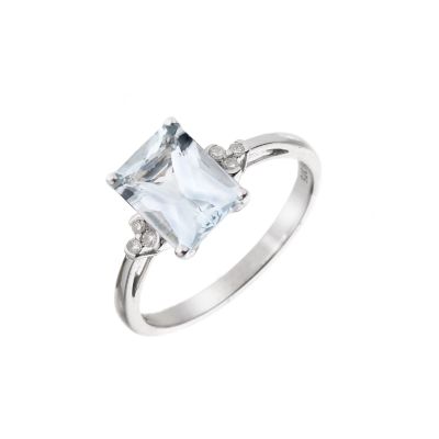 9ct White Gold Aquamarine and Diamond Ring - Product number 5991870
