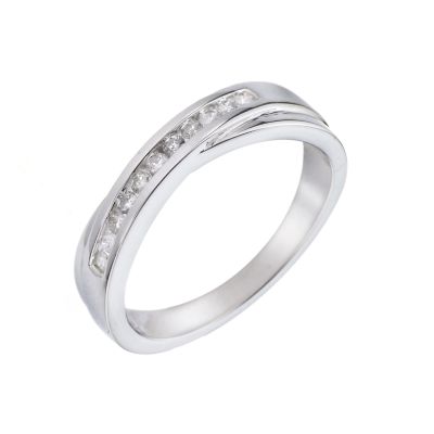 18ct White Gold 15pt Diamond Cross-over Ring