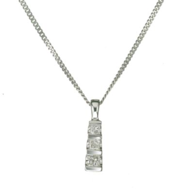 9ct White Gold Princess Cut Diamond Pendant