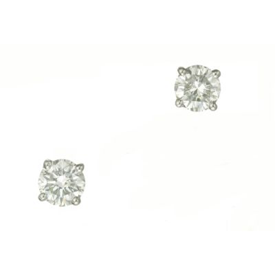 18ct white gold one carat diamond stud earrings - Product number 6000924