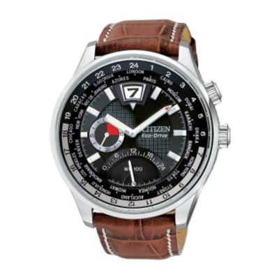 Citizen Eco-Drive 180 men's world time leather strap watch