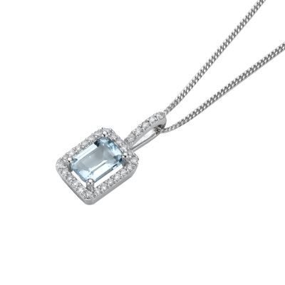 9ct white gold blue topaz and diamond pendant - Product number 6003885