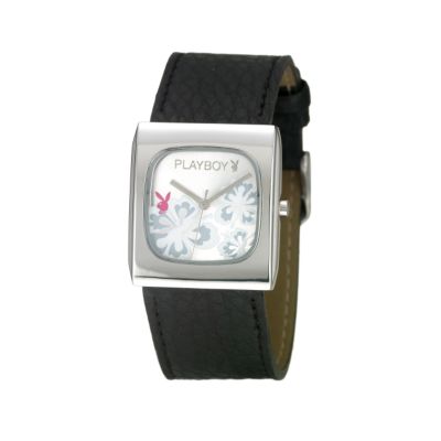 Playboy Ladies' Black Leather Strap Watch - Product number 6006965