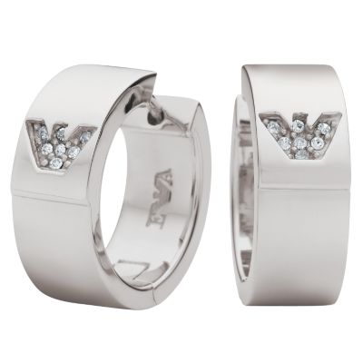 Emporio Armani sterling silver eagle crystal earrings