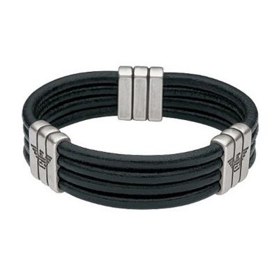 Emporio Armani men's leather band bracelet