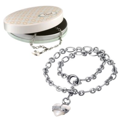 Fossil Stainless Steel Mother of Pearl Heart Pendant - Product number 6011101