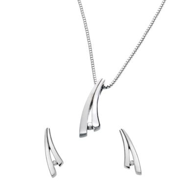 Hot Diamonds Wishbone Silver Pendant and Earring Set - Product number 6011306